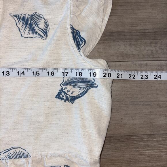 June & Delancey Cream Blue Seashell Tiered V- Neck Women’s DressBeach Costal Xl - Picture 11 of 13